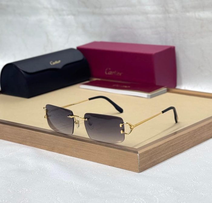 Cartier Black & Golden Rimless Sunglasses