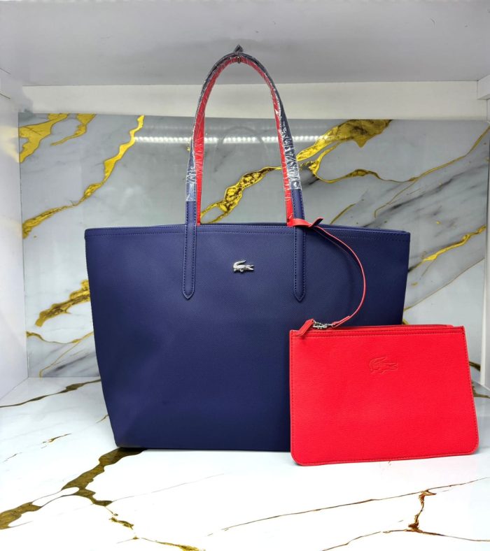 Lacoste Women's Navy & Red  Reversible Tote Bag 47cm 2 Piece