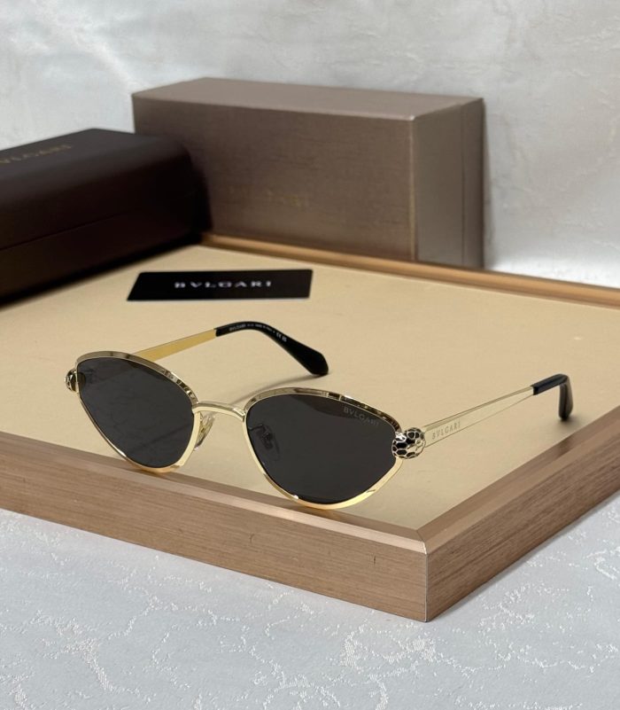 Bvlgari Cat-Eye Sunglasses With Gold-Tone Metal Frames And Black  Lenses