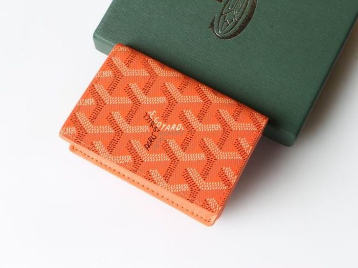 Goyard Victoire Bifold Wallet In Orange Goyardine Canvas