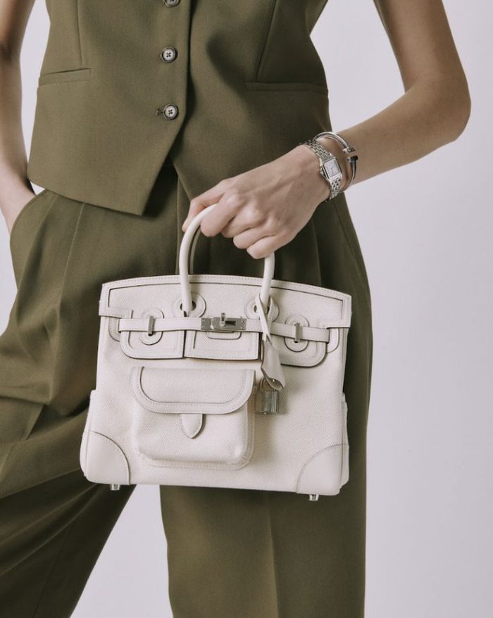 Hermes Birkin Cargo To Go Palladium Hardware Hand Bag White  25×20×13Cm