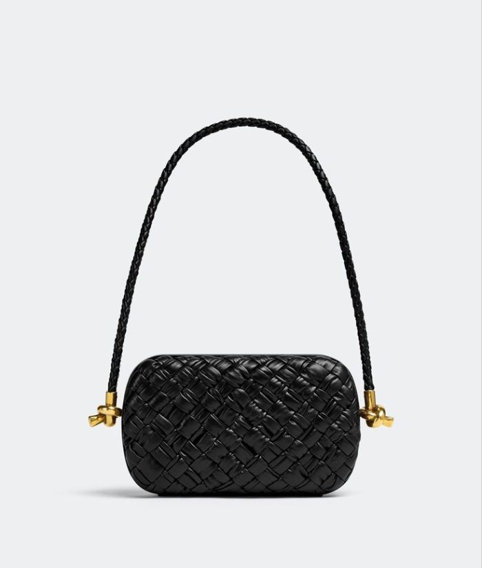Bottega Veneta Intrecciato Knot Clutch Shoulder Hand Bag In Black 21×13×5Cm