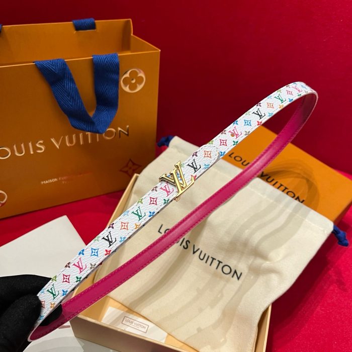 Louis Vuitton x Takashi Murakami Mini Flowergram 15mm Reversible Belt In The White Multicolour Coated Canvas