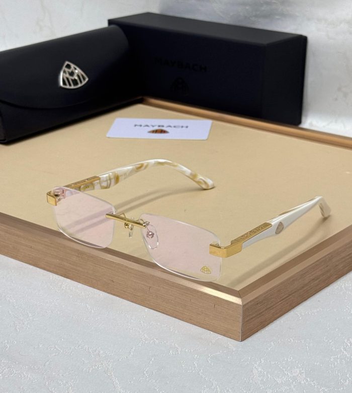 Maybach Rimless Sunglasses White Golden Frame