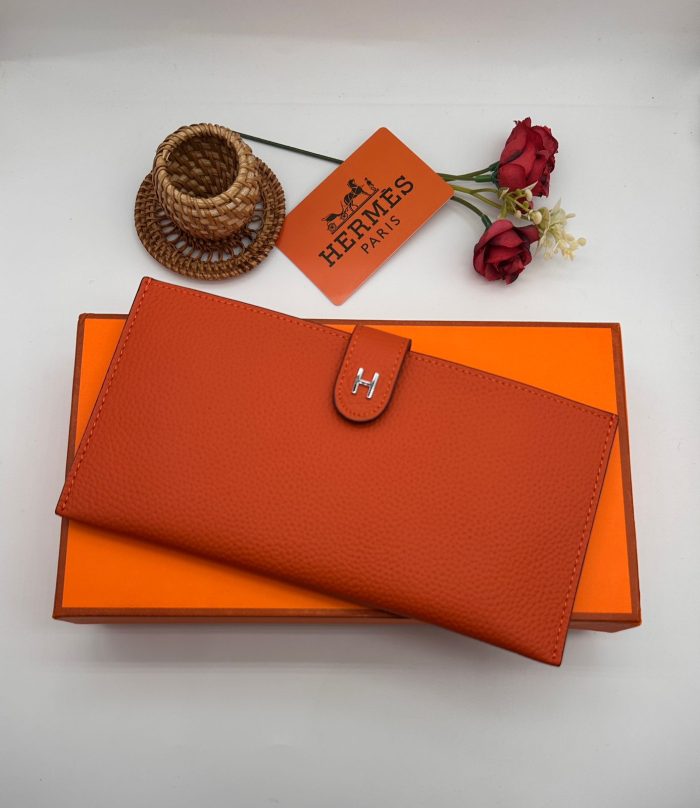 Hermès Béarn long Wallet in orange Epsom