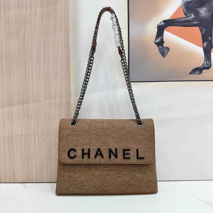 Chanel Deauville top handle canvas tote bag in brown
