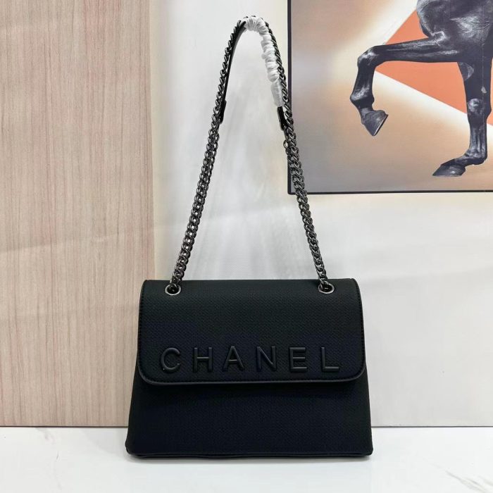 Chanel Deauville top handle canvas tote bag in black