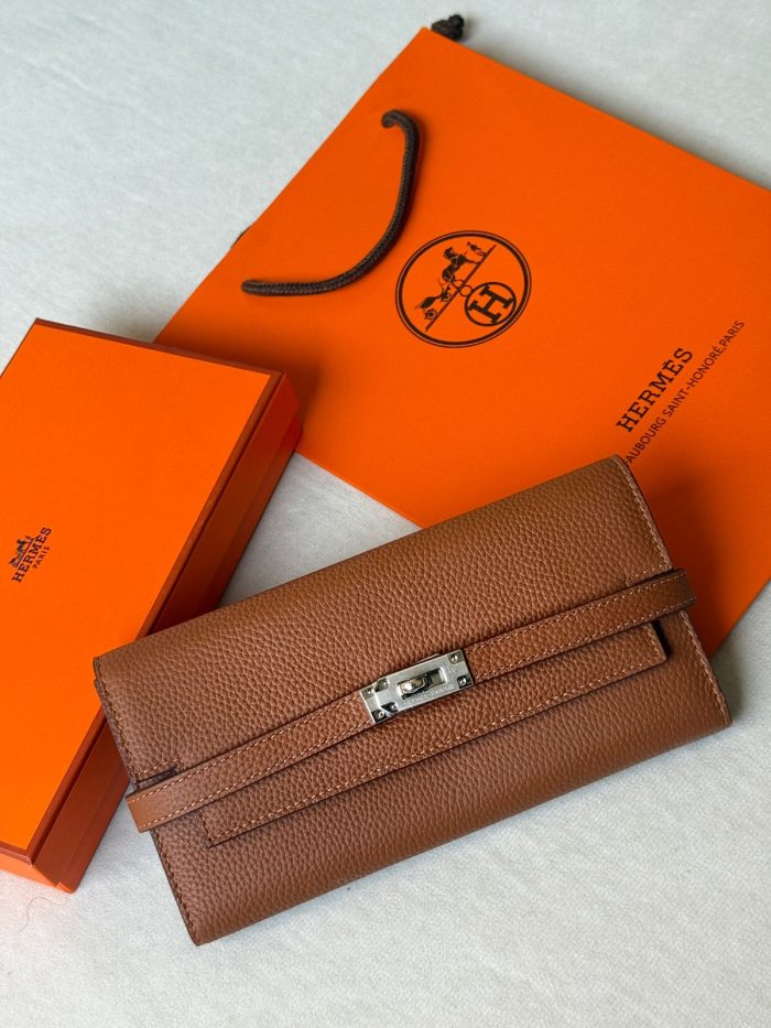Hermès Kelly Long Wallet in Fauve leather