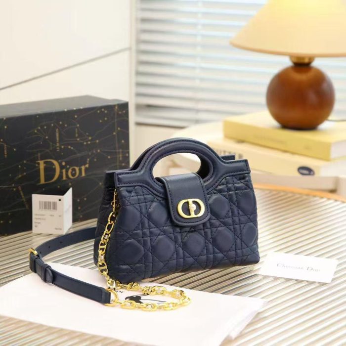 Dior Jolie Top Handle Bag in Navy Blue