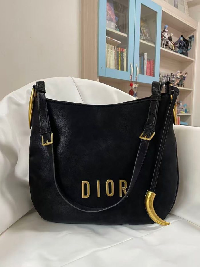 Christian Dior Hobo Bag in Black with Gold-Tone Hardware 35cm