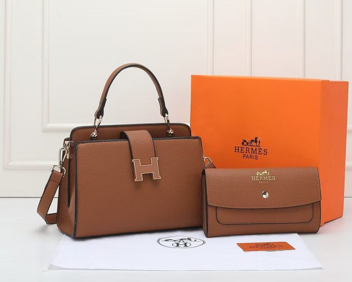 Hermès Herbag H Buckle Top Handle Bag in Caramel Brown