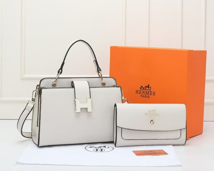 Hermès Herbag H Buckle Top Handle Bag in Off-White