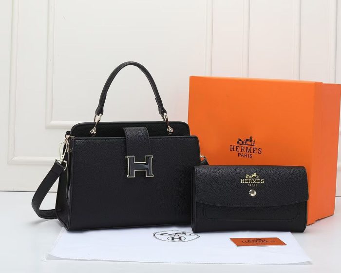 Hermès Herbag H Buckle Top Handle Bag in Black