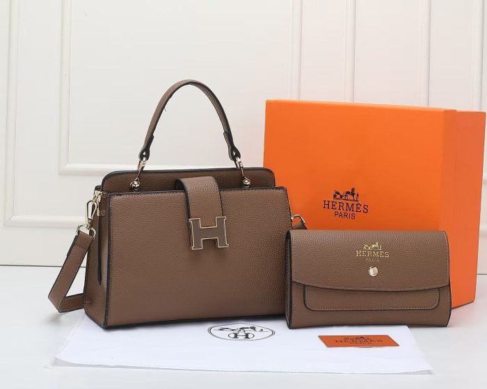 Hermès Herbag H Buckle Top Handle Bag in Chocolate Brown