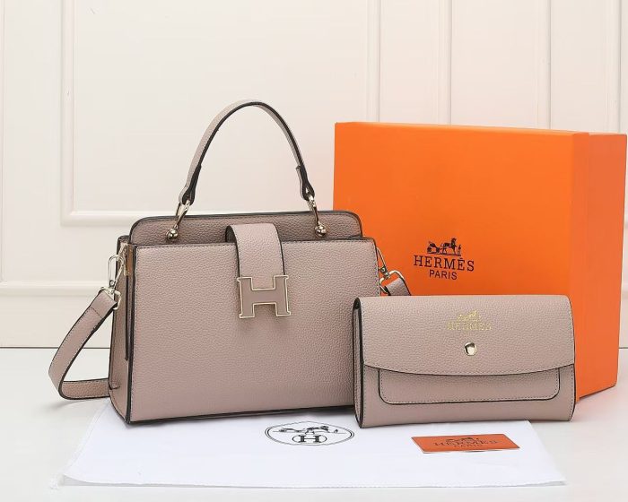 Hermès Herbag H Buckle Top Handle Bag in Taupe