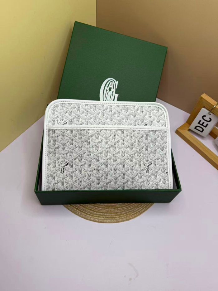 Goyard Sénat GM Zip Pouch in White