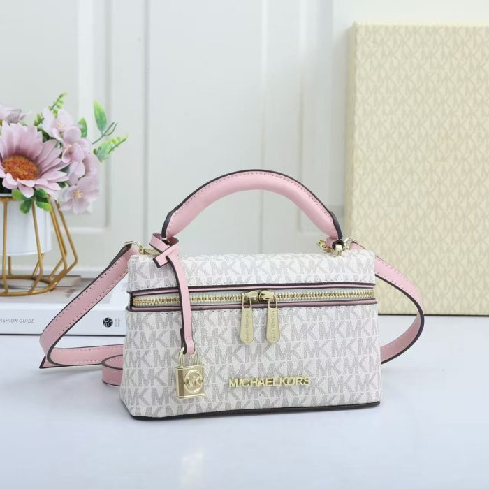 Michael Kors Signature Logo Top-Handle Crossbody Bag in Blush Pink 19cm