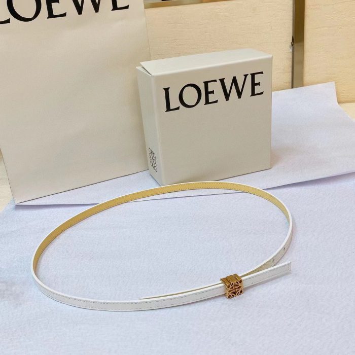 Loewe Anagram Reversible Calfskin Leather Belt In Beige With A Gold-Tone Buckle