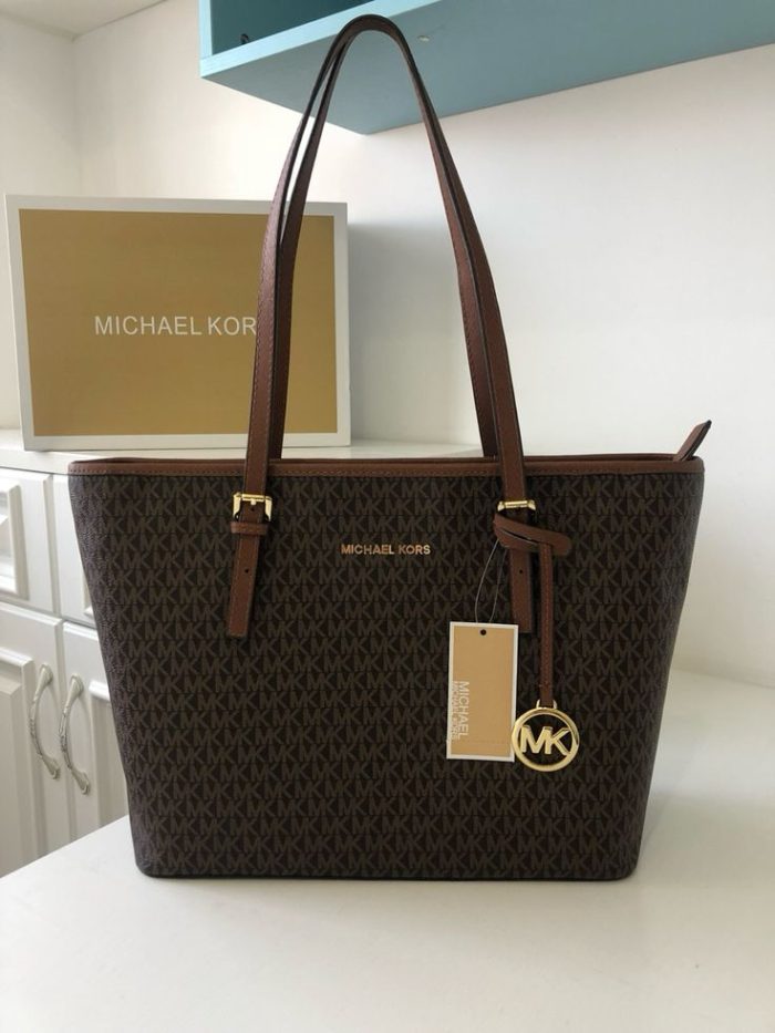 Michael Kors Jet Set Travel Large Drawstring Tote In Brown 43Cm
