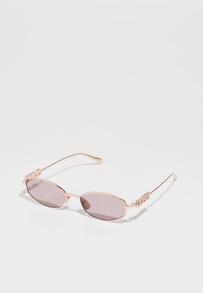 Gucci GG1802S Oval Metal Sunglasses With Pink Lenses