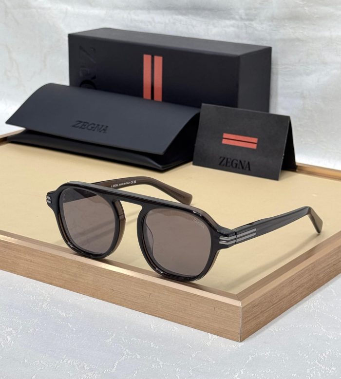 Zegna EZ0230 Black Acetate Square-Frame Sunglasses With Dark Gray Lens