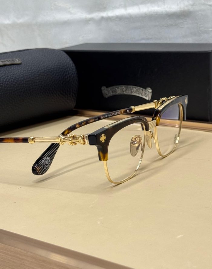 Chrome Hearts Bonennoisseur II Glasses In Classic Brown And Antique Gold