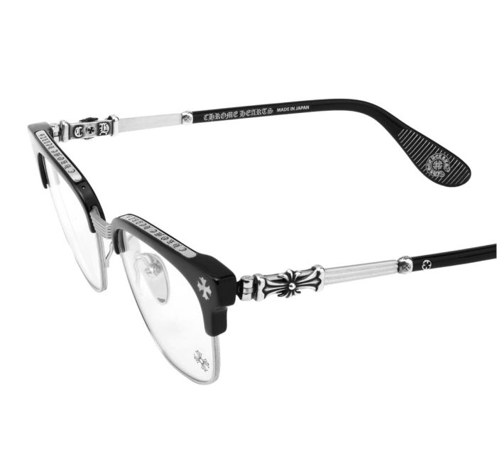 Chrome Hearts Bonennoisseur II Glasses In Black And Brushed Silver