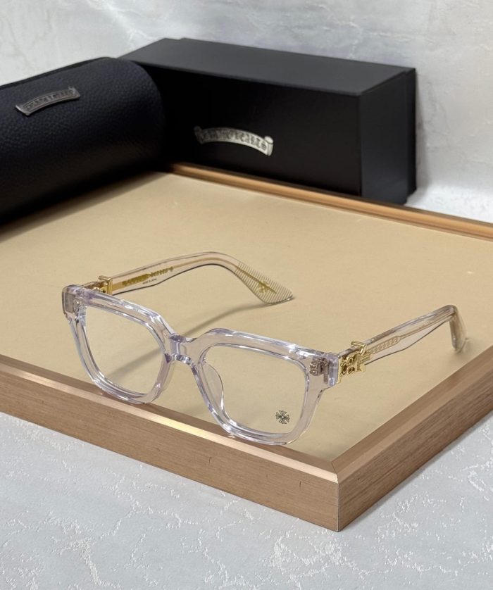 Chrome Hearts Vagillionaire II Square-Frame Glasses With A Crystal (clear) Frame And Gold-Tone