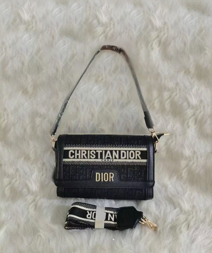 Christian Dior Small Dior Camp Bag  Black  Dior Oblique Embroidery