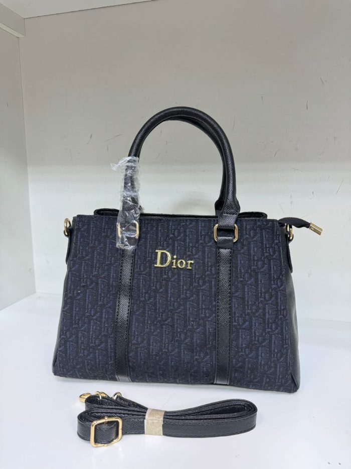 Dior Tote Bag With The  Navy Blue and Blue Oblique Pattern