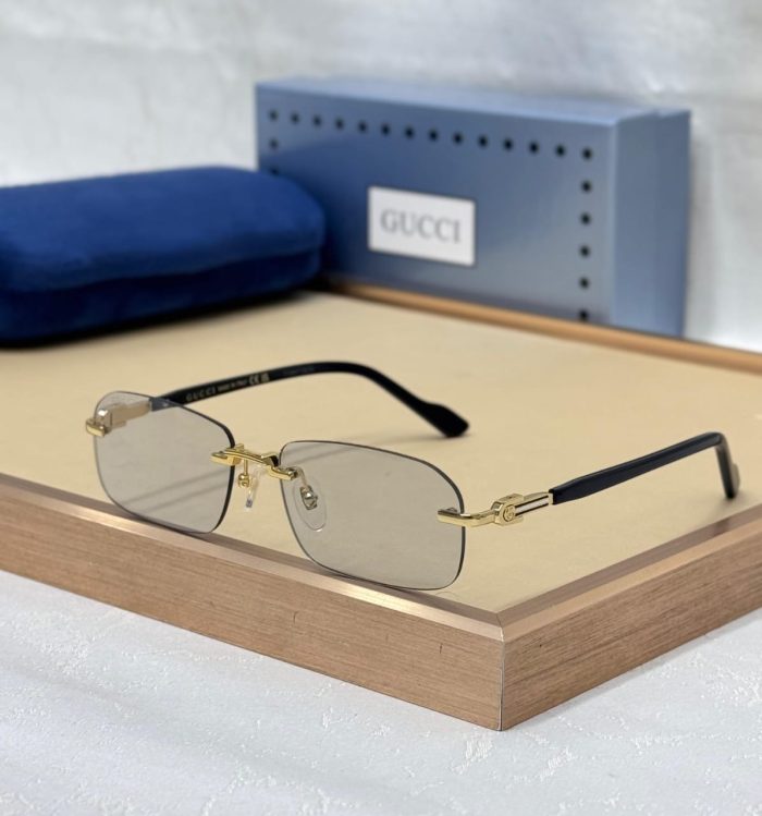 Gucci GG1221S  Sunglasses With Gold-Tone Metal frames, Black Temples, Grey Lenses