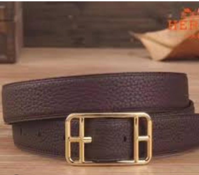 Hermès Pop H 15 Belts In Epsom Leather With Gold Logo And Dark Brown Hardware