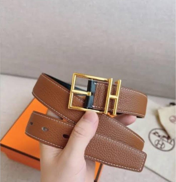 Hermès Pop H 15 Belts In Epsom Leather With Gold And Brown Hardware