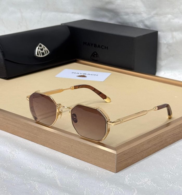 Maybach 2185 Hexagonal Gold-Metal Sunglasses With Brown Lenses