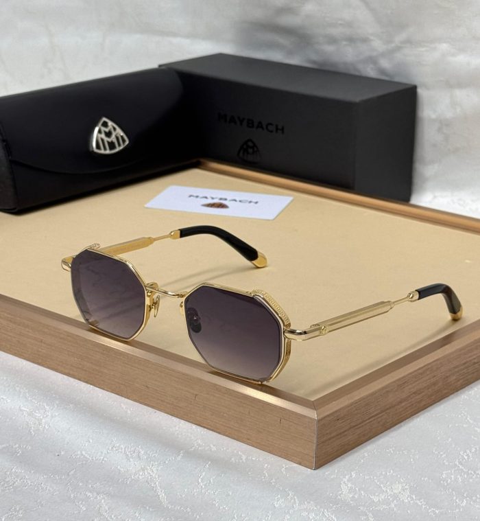 Maybach 2185 Hexagonal Gold-Metal Sunglasses With Gray Lenses