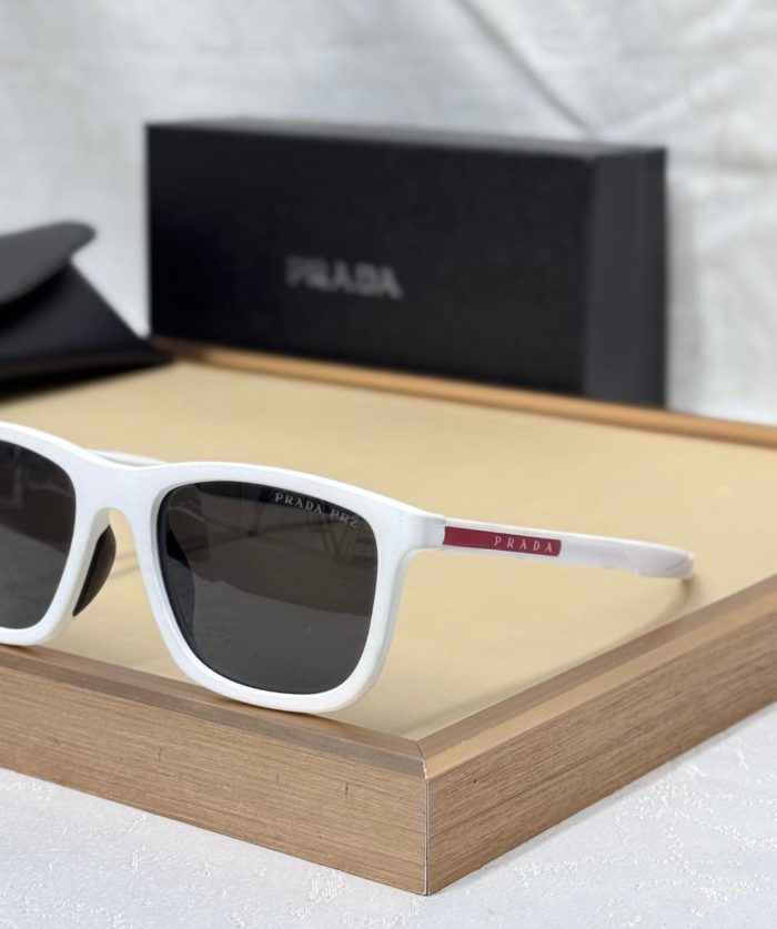Prada Linea Rossa PS 10WS Sunglasses In White  Rubber With Black lense