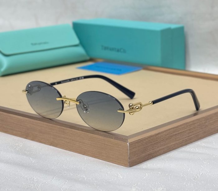 Tiffany & Co. TF 3104D Unisex Oval Sunglasses With  Gold Metal Frame And Gray Lenses