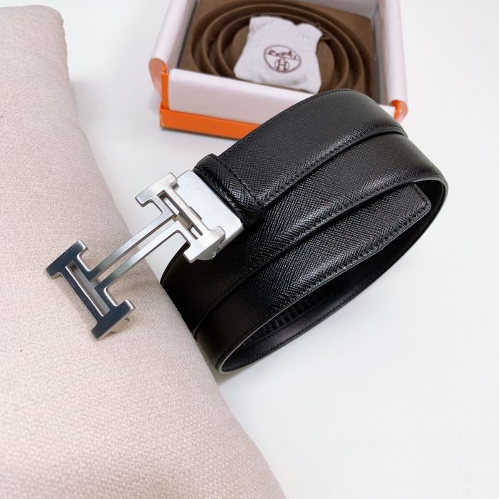 Hermès H Belt With A Silver-Tone Buckle