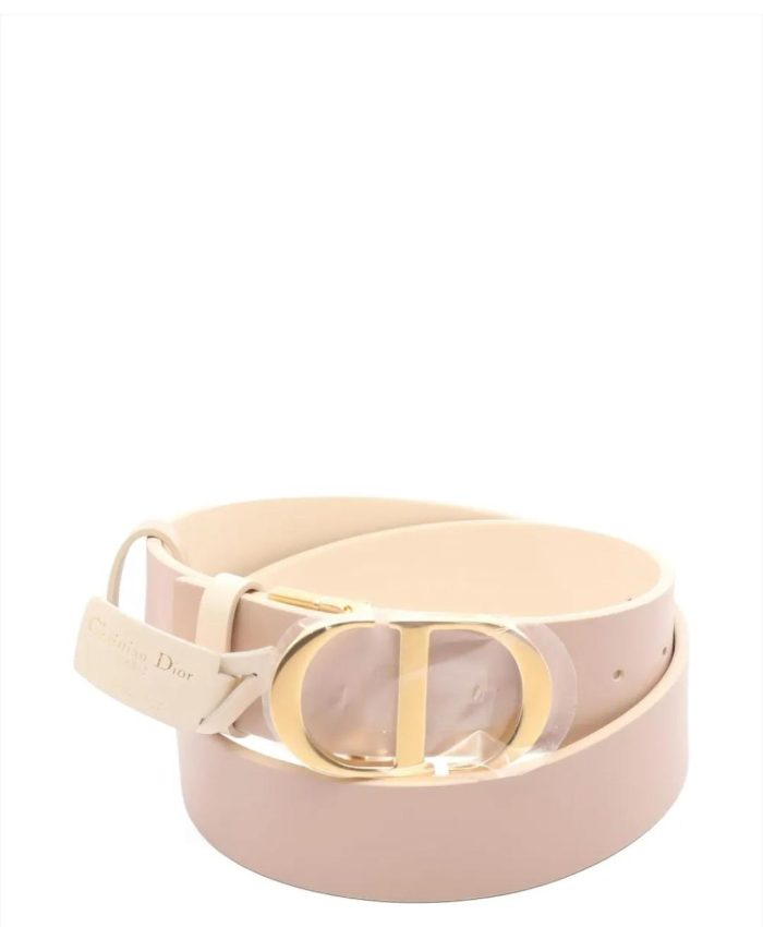 Dior 30 Montaigne Reversible Belt In Sand Rose With A Shiny Gold-Finish Metal CD Buckle