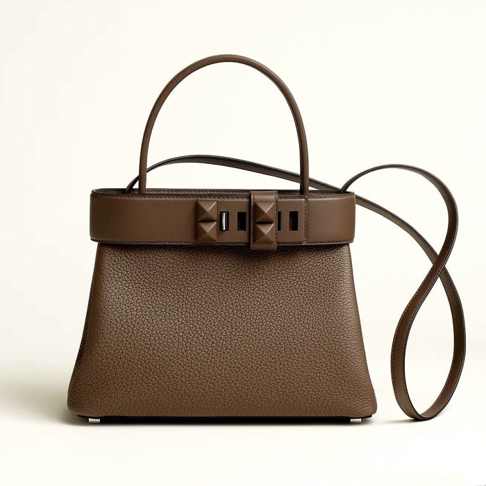 Hermès Médor Bag In Brown Togo And Swift Calfskin With Palladium Hardware 28Cm