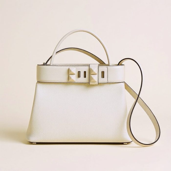 Hermès Médor Bag In White Togo And Swift Calfskin With Palladium Hardware 28Cm